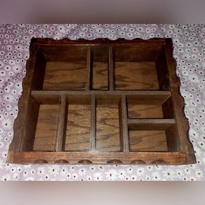 Vintage wood curio display case with glass